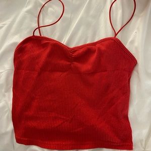 PACSUN - Red Cropped Tank Top - MEDIUM